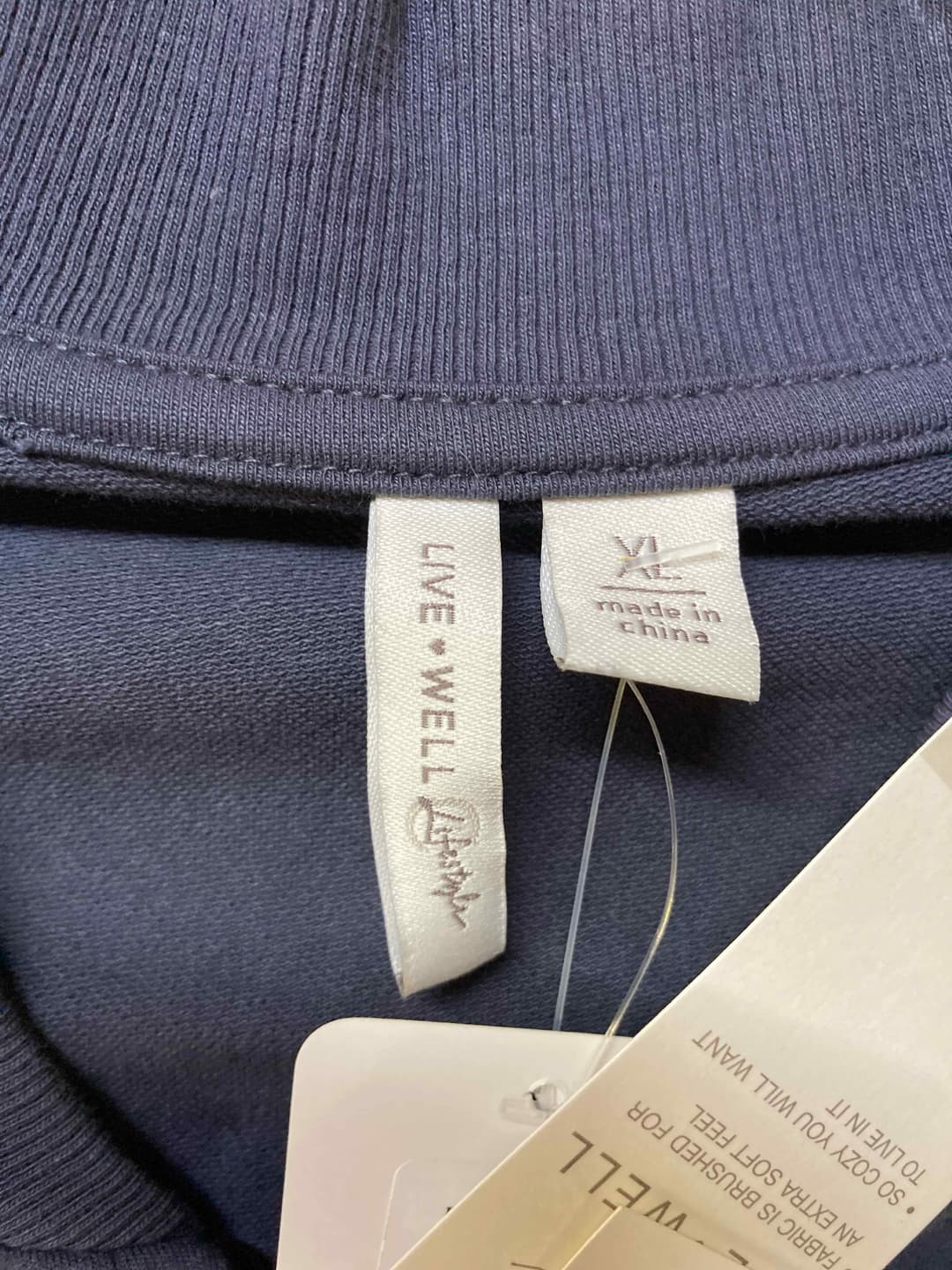Live Well Navy Cotton Blend Zip-Up Jacket Medium - view 1