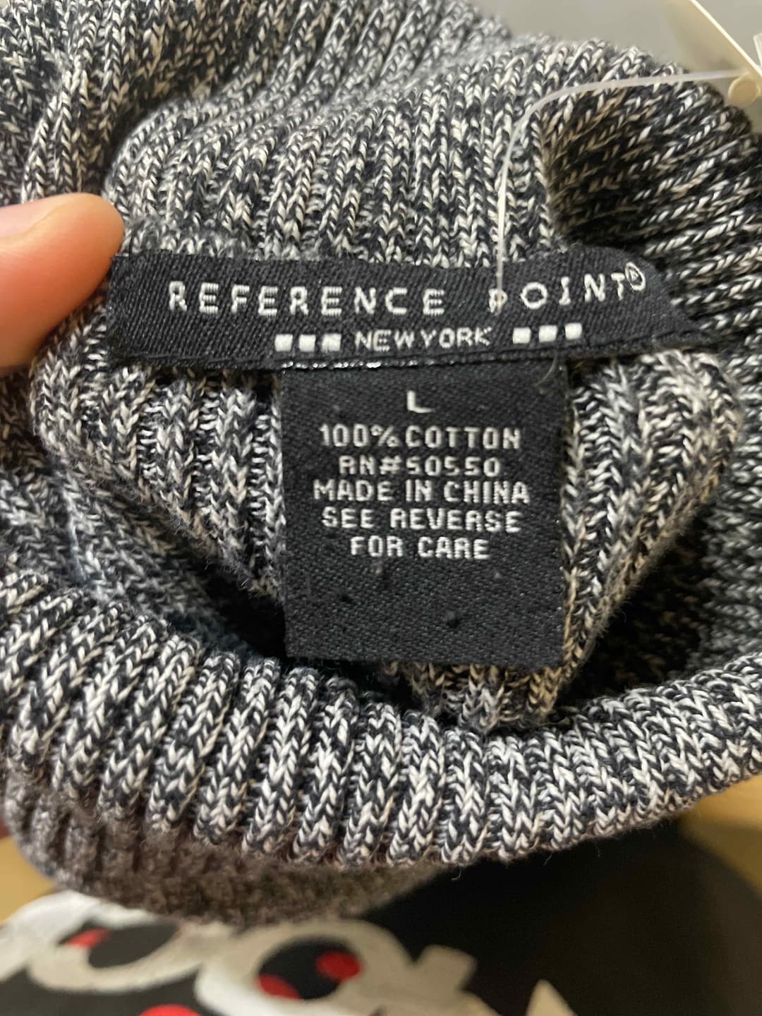 Reference Point Black White Cotton Turtleneck Sweater Large - view 1
