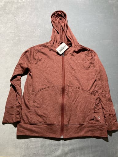 Xersion Rust Heathered Polyester-Spandex Hooded Zip-Up Sweatshirt Size M (10/12)