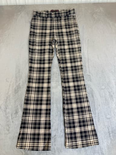 No Boundaries Black and Cream Plaid Rayon Blend Pants Size M (7-9)